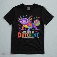 It's OK To Be Different Autism Awareness Axolotl Lovers T-Shirt thumb 5
