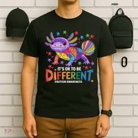 It's OK To Be Different Autism Awareness Axolotl Lovers T-Shirt thumb 6