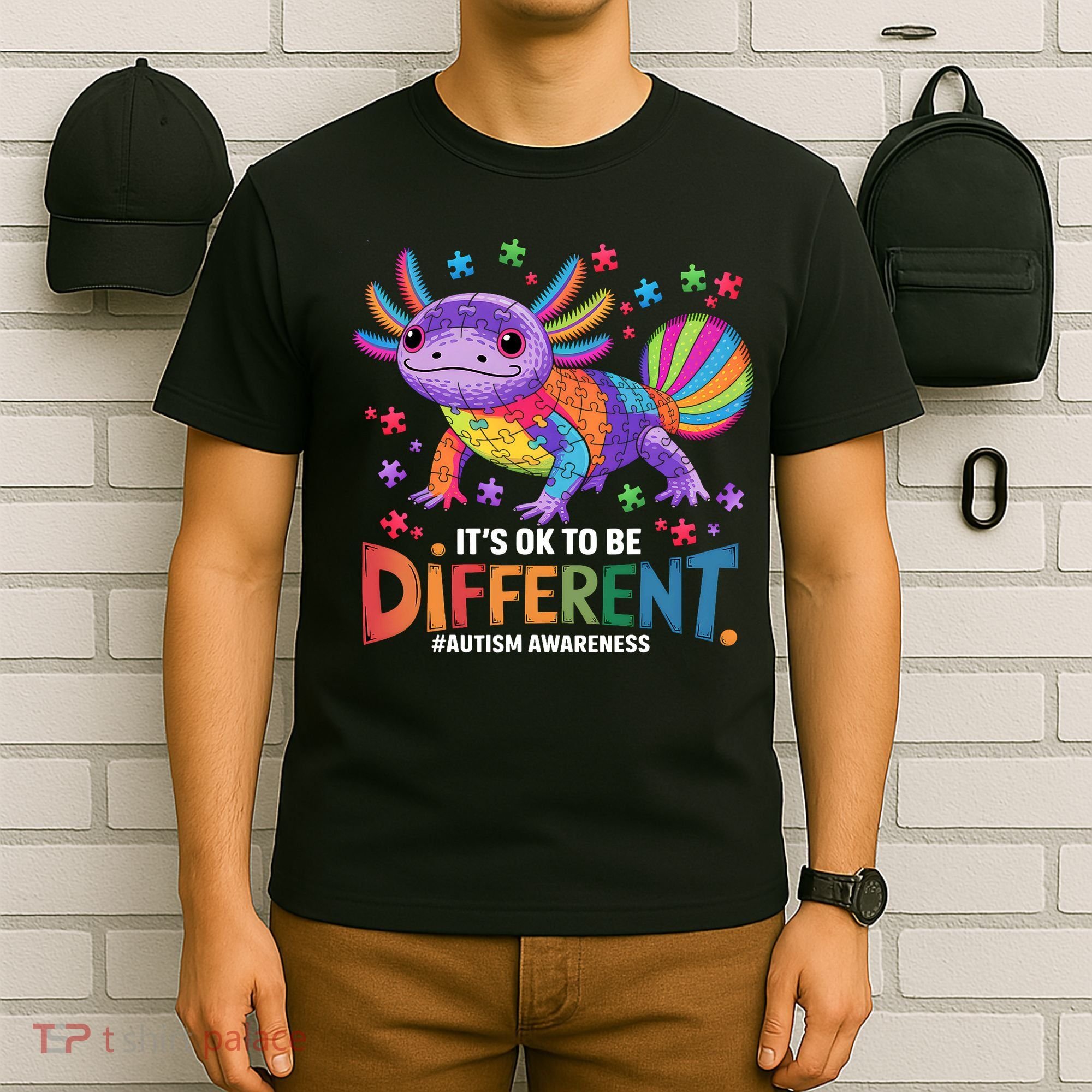It's OK To Be Different Autism Awareness Axolotl Lovers T-Shirt