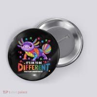 It's OK To Be Different Autism Awareness Axolotl Lovers Button thumb 0
