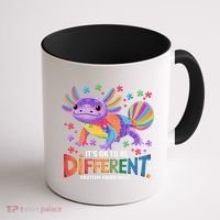 It's OK To Be Different Autism Awareness Axolotl Lovers Coffee Mug thumb 1