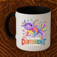 It's OK To Be Different Autism Awareness Axolotl Lovers Coffee Mug thumb 2