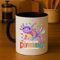 It's OK To Be Different Autism Awareness Axolotl Lovers Coffee Mug thumb 4