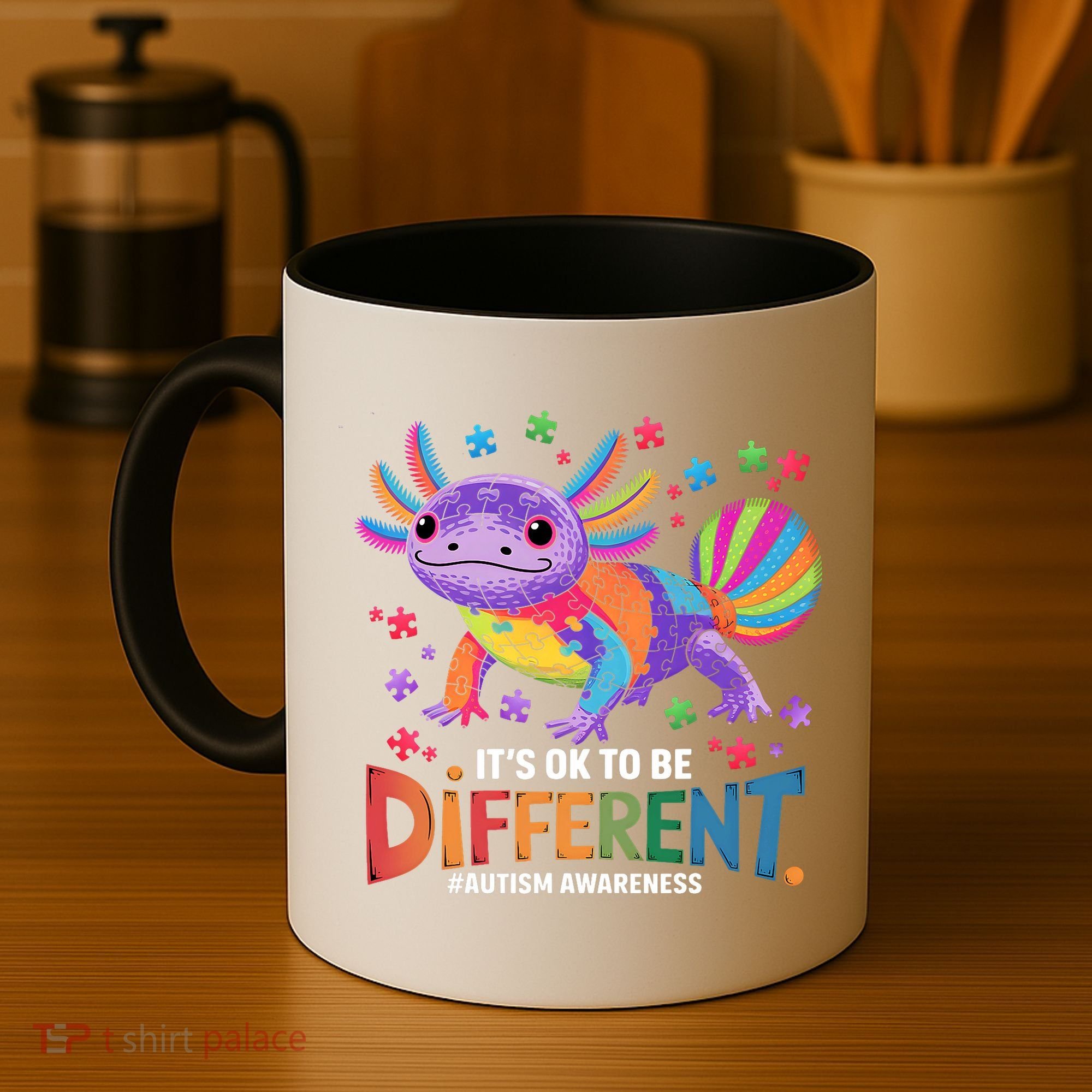 It's OK To Be Different Autism Awareness Axolotl Lovers Coffee Mug