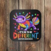 It's OK To Be Different Autism Awareness Axolotl Lovers Coaster thumb 0