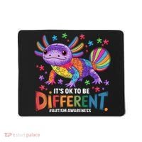 It's OK To Be Different Autism Awareness Axolotl Lovers Mousepad thumb 0