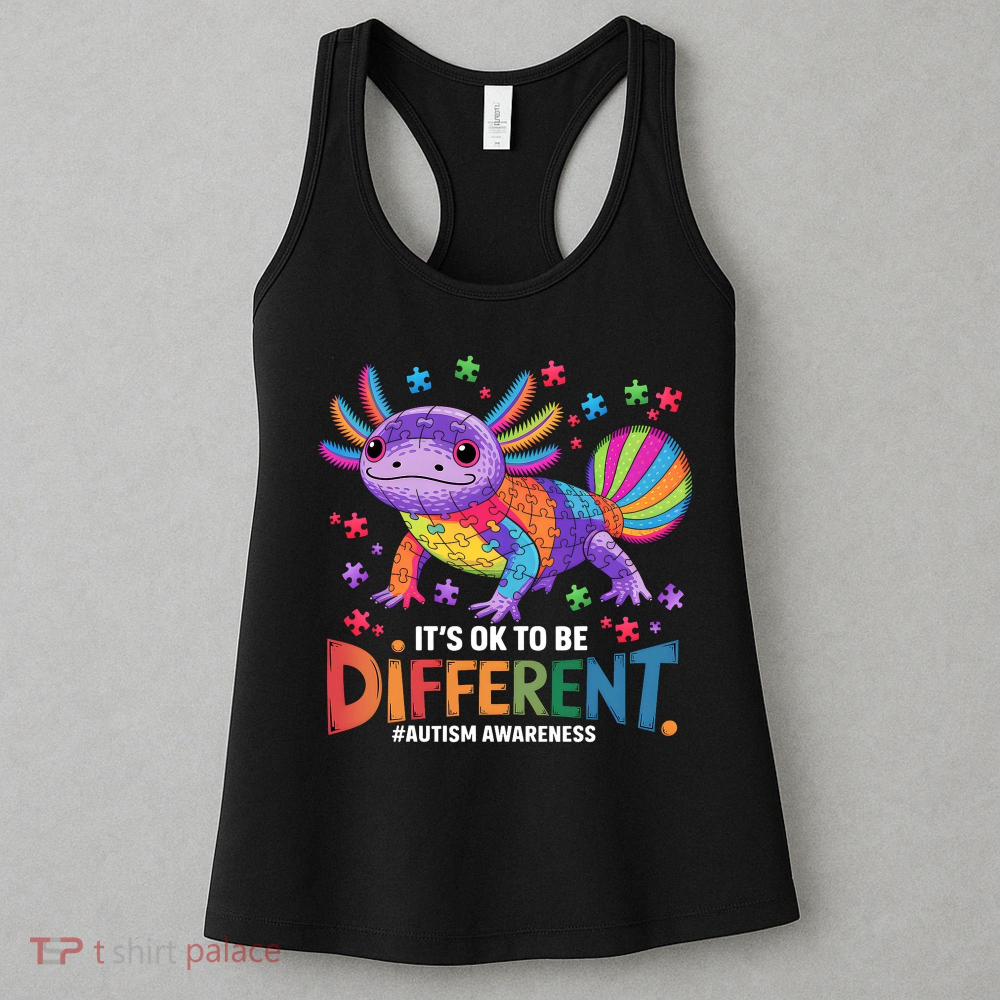 It's OK To Be Different Autism Awareness Axolotl Lovers Women's Tank Top