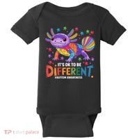 It's OK To Be Different Autism Awareness Axolotl Lovers Baby Bodysuit thumb 0