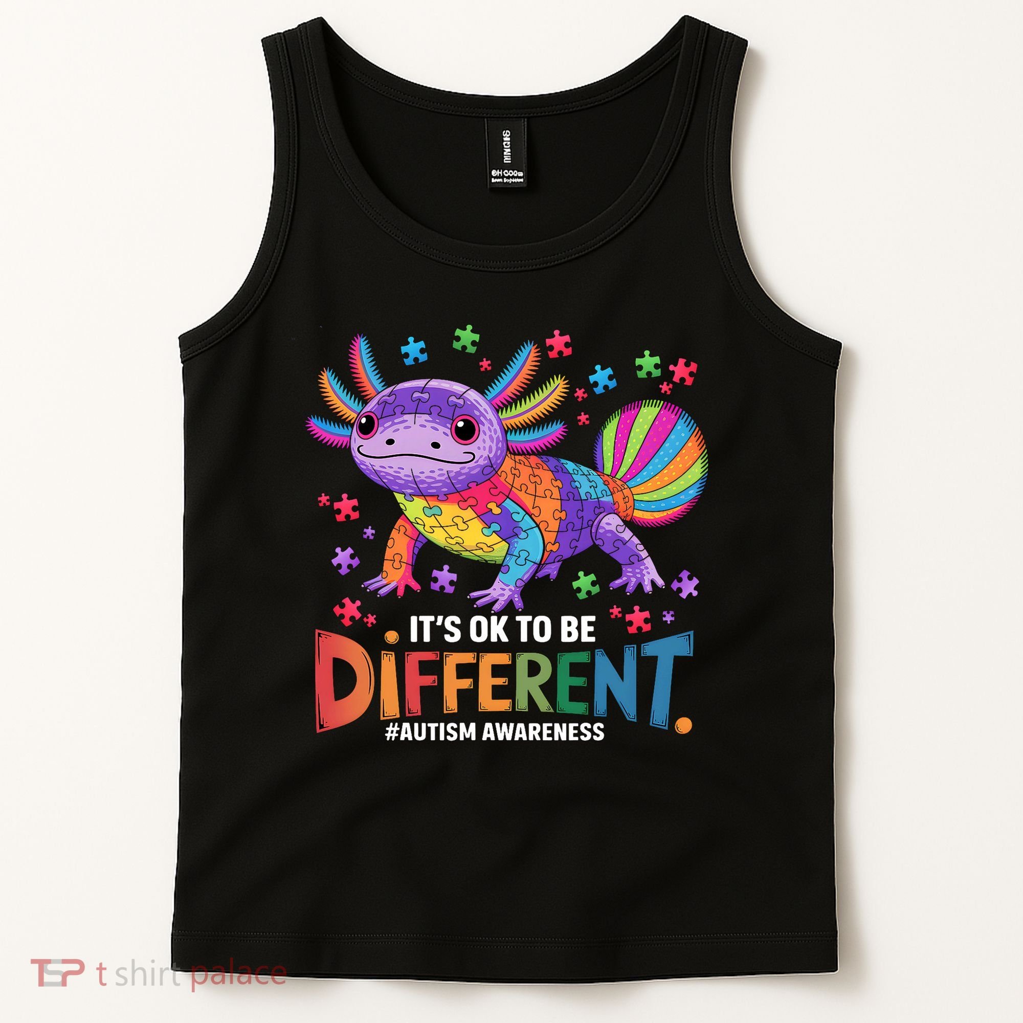 It's OK To Be Different Autism Awareness Axolotl Lovers Tank Top
