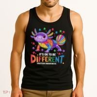 It's OK To Be Different Autism Awareness Axolotl Lovers Tank Top thumb 3