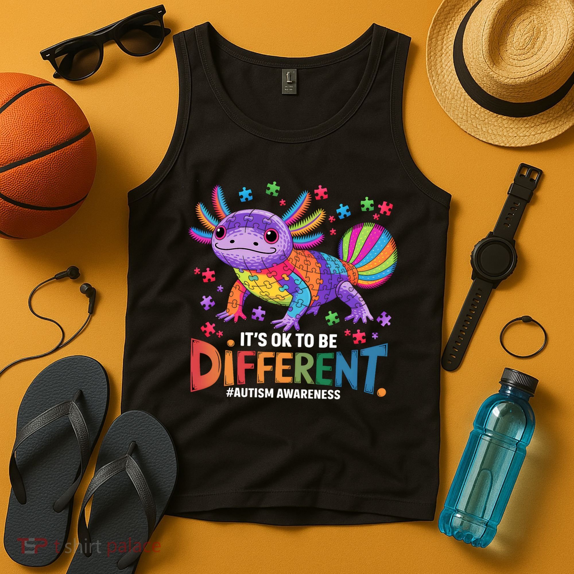 It's OK To Be Different Autism Awareness Axolotl Lovers Tank Top