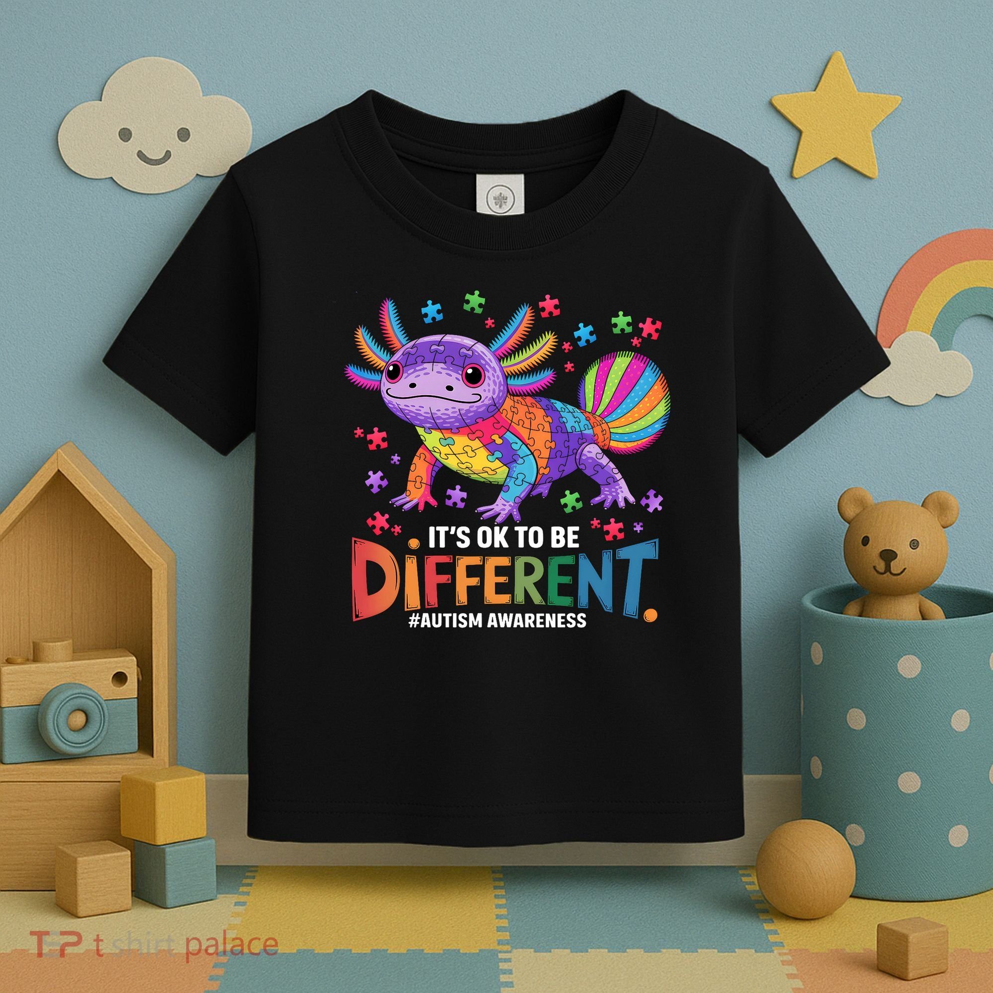 It's OK To Be Different Autism Awareness Axolotl Lovers Toddler T-Shirt