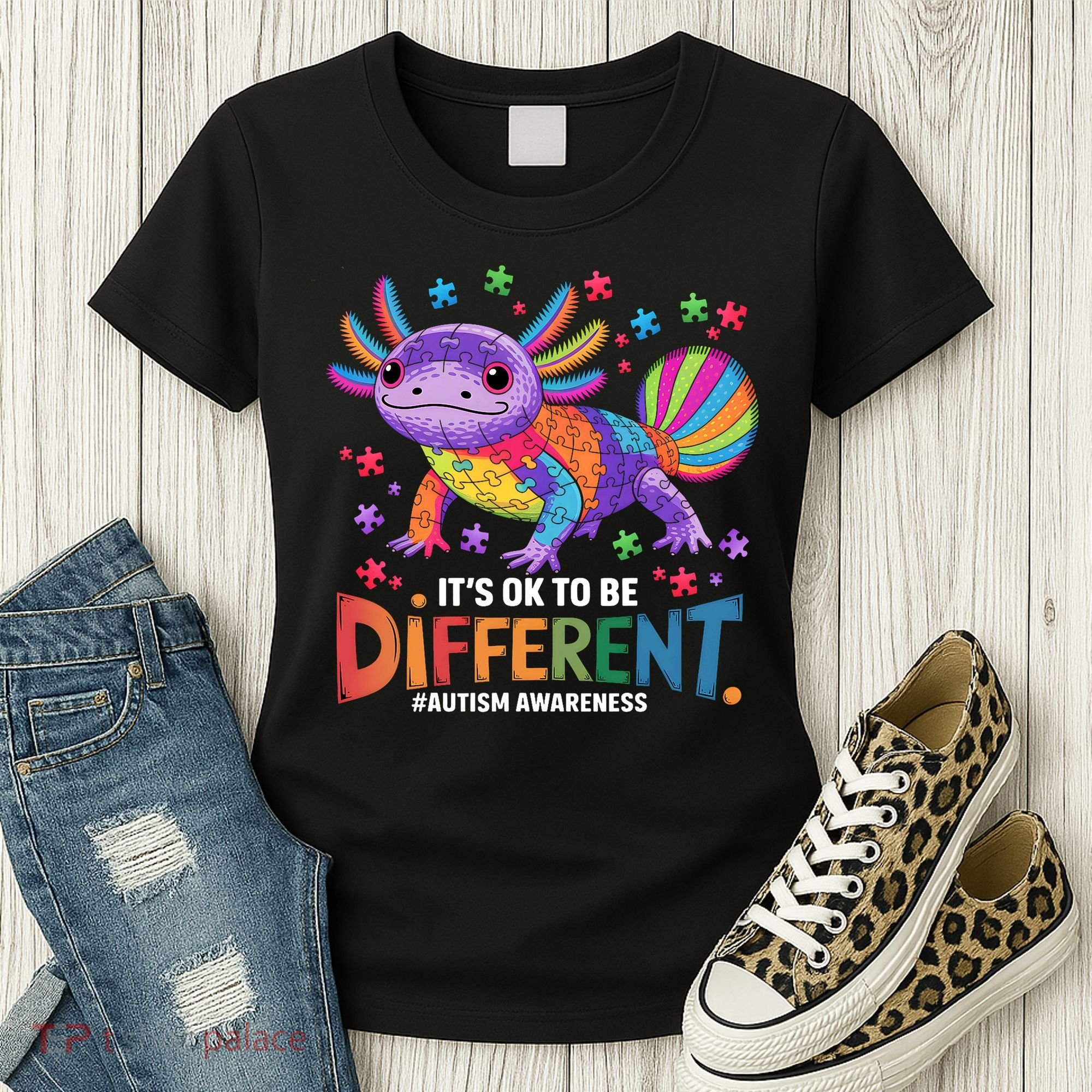 It's OK To Be Different Autism Awareness Axolotl Lovers Women's T-Shirt