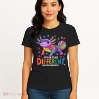 It's OK To Be Different Autism Awareness Axolotl Lovers Women's T-Shirt thumb 4