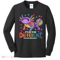 It's OK To Be Different Autism Awareness Axolotl Lovers Kids Long Sleeve Shirt thumb 0