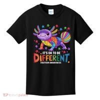 It's OK To Be Different Autism Awareness Axolotl Lovers Kids T-Shirt thumb 0