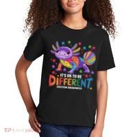 It's OK To Be Different Autism Awareness Axolotl Lovers Kids T-Shirt thumb 2