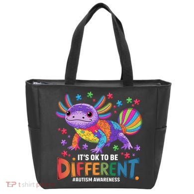 It's OK To Be Different Autism Awareness Axolotl Lovers Tote Bag