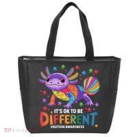 It's OK To Be Different Autism Awareness Axolotl Lovers Tote Bag thumb 0