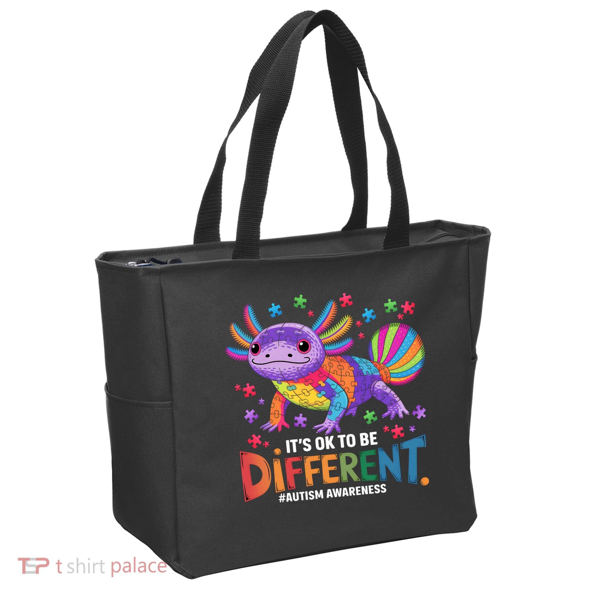 It's OK To Be Different Autism Awareness Axolotl Lovers Tote Bag