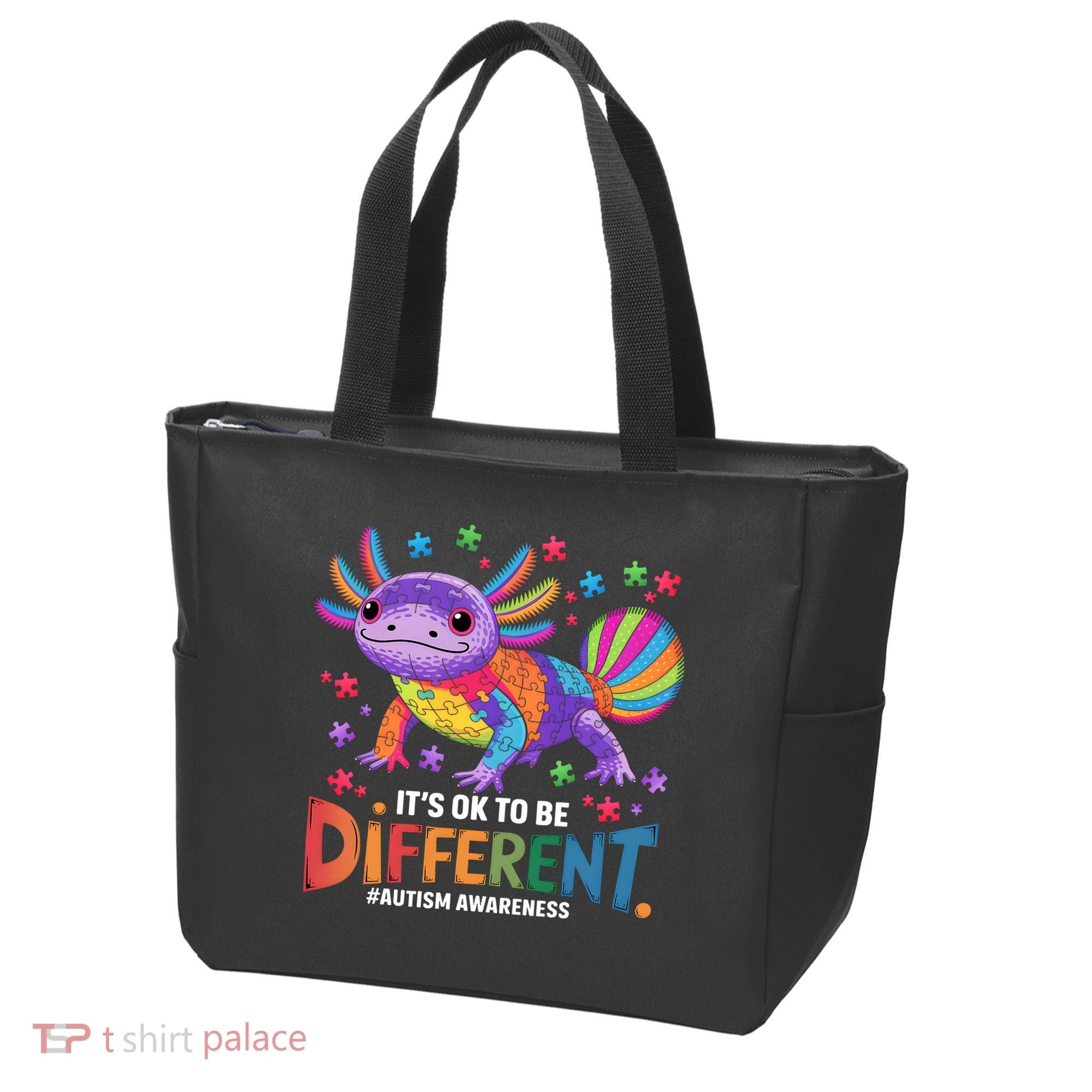 It's OK To Be Different Autism Awareness Axolotl Lovers Tote Bag