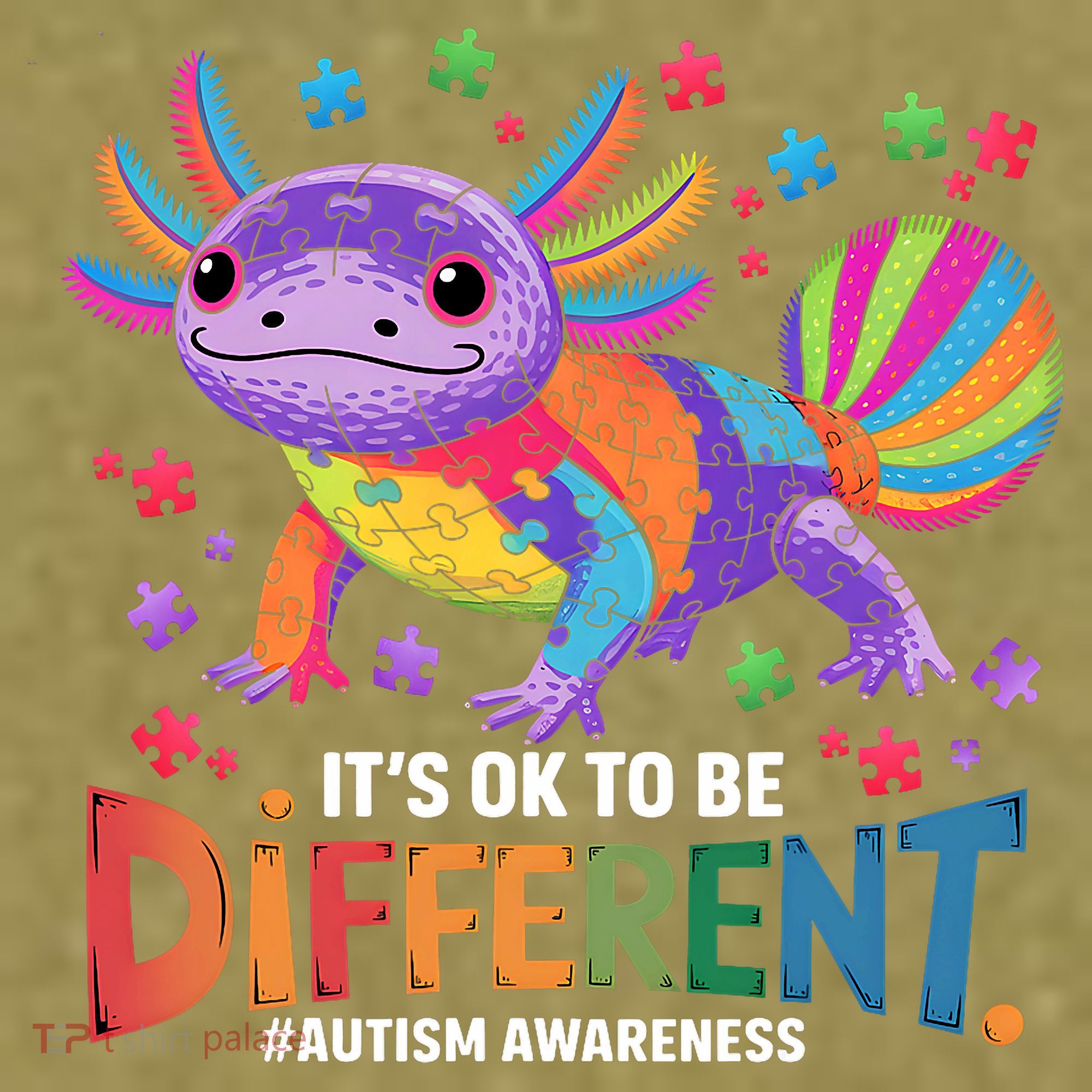 It's OK To Be Different Autism Awareness Axolotl Lovers Garment-Dyed Women's Muscle Tee