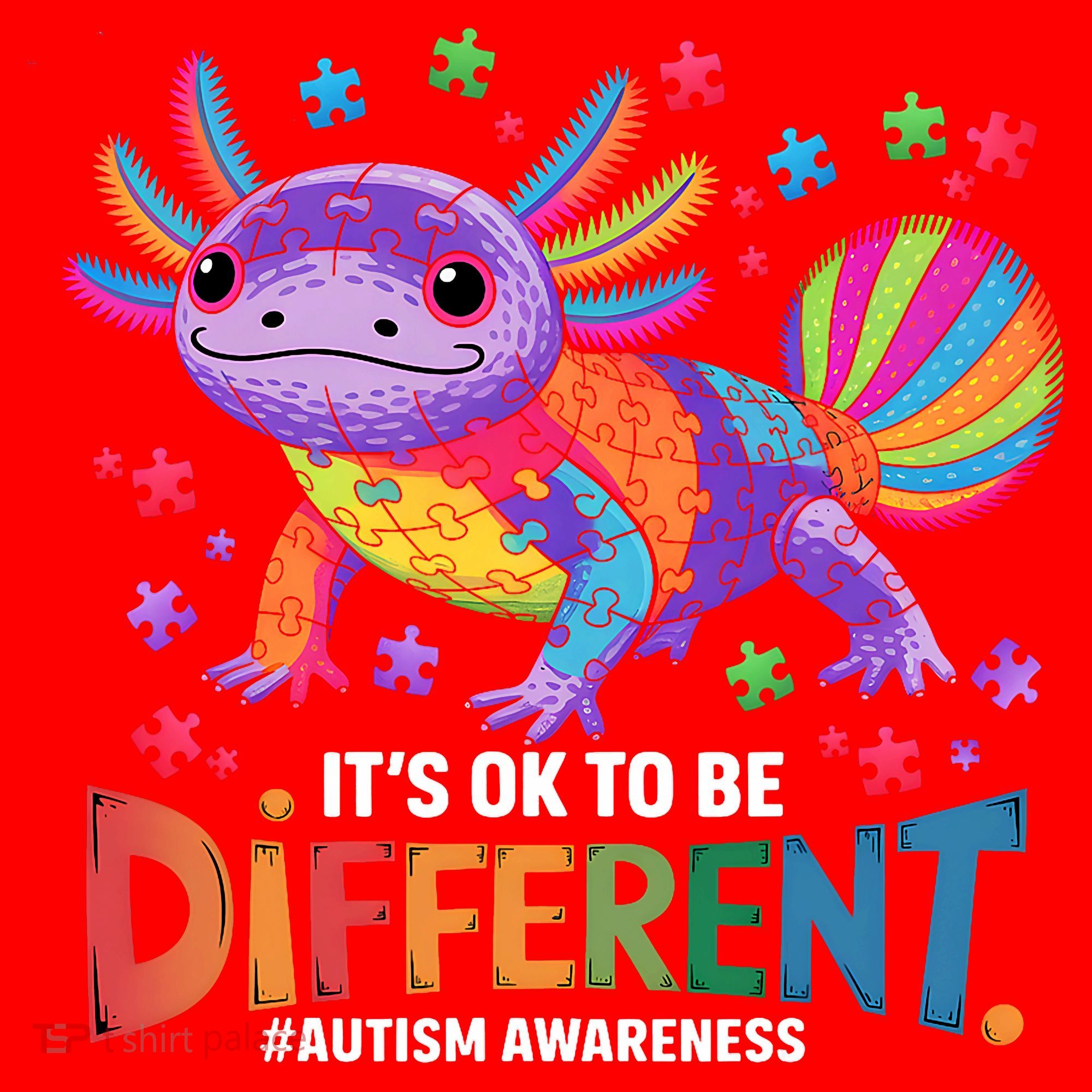 It's OK To Be Different Autism Awareness Axolotl Lovers Santa Hat