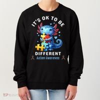 It's Ok To Be Different Autism Awareness Cute Axolotl Animal  Women's Sweatshirt thumb 0