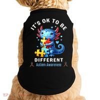 It's Ok To Be Different Autism Awareness Cute Axolotl Animal  Doggie Tank thumb 0