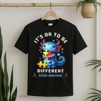 It's Ok To Be Different Autism Awareness Cute Axolotl Animal  T-Shirt thumb 2
