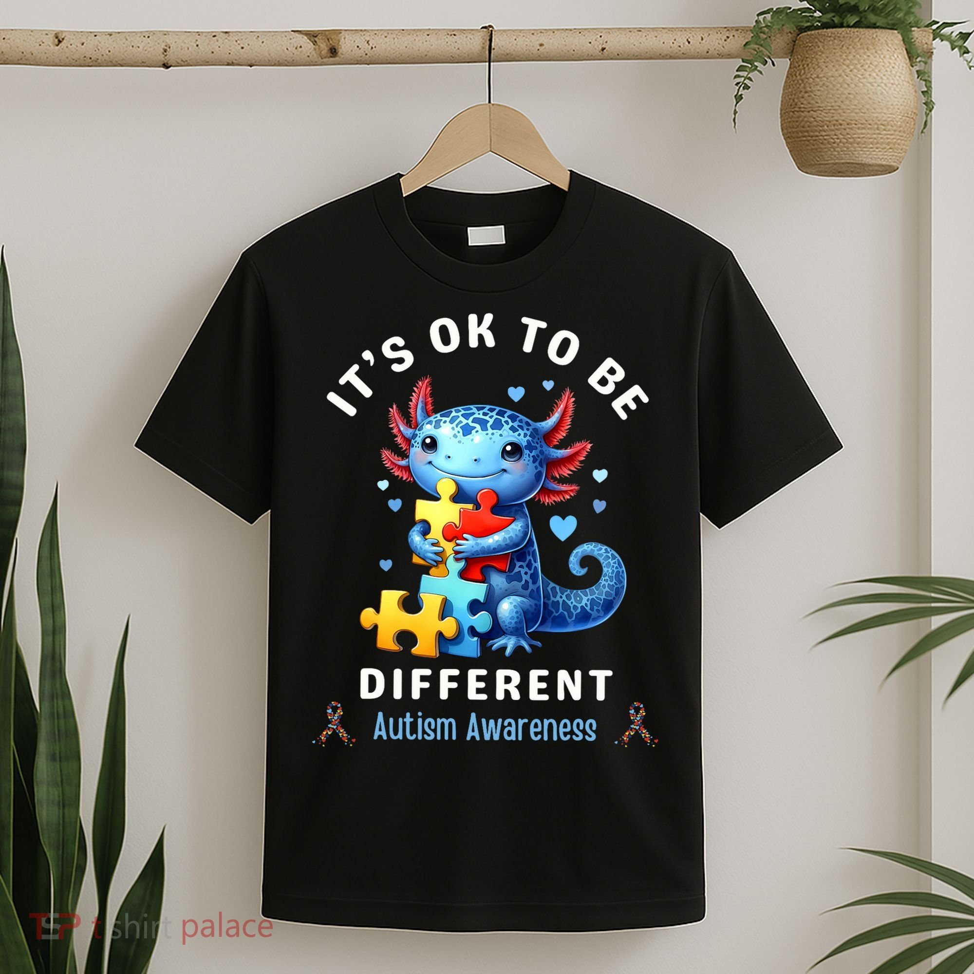 It's Ok To Be Different Autism Awareness Cute Axolotl Animal  T-Shirt
