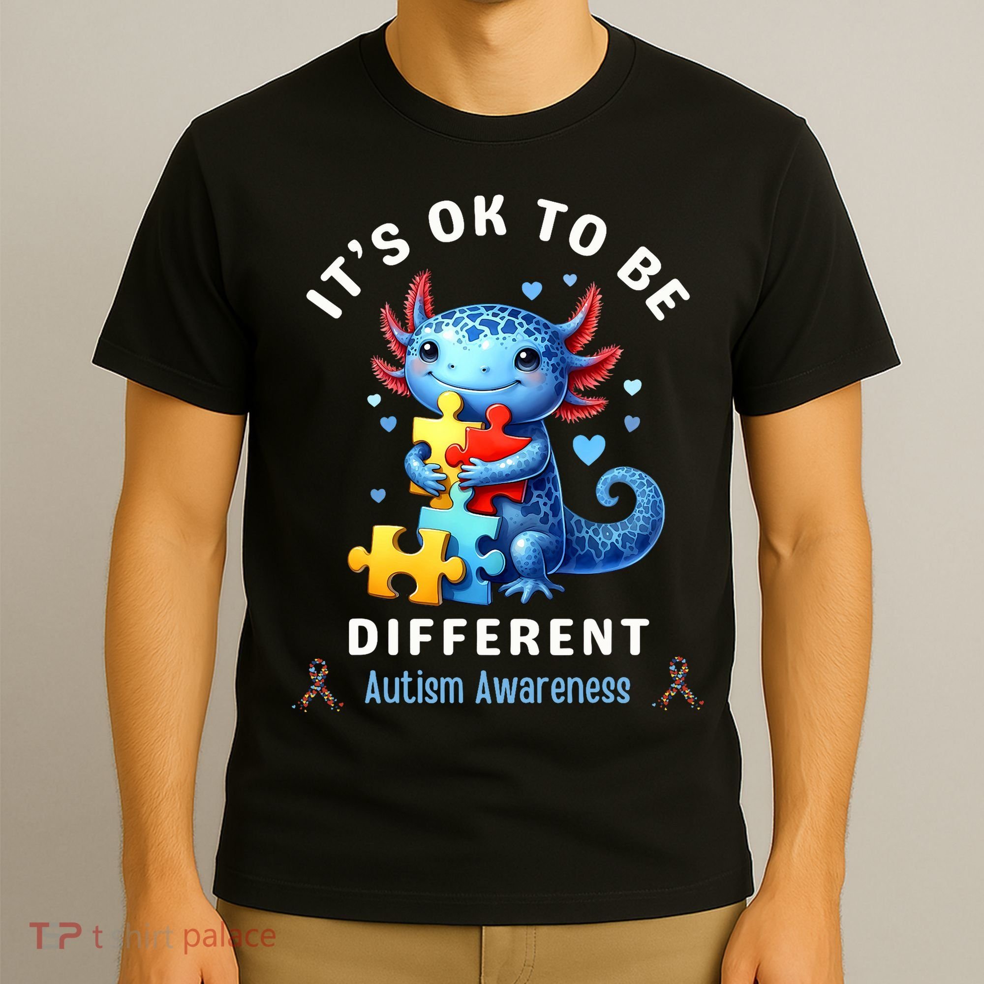 It's Ok To Be Different Autism Awareness Cute Axolotl Animal  T-Shirt