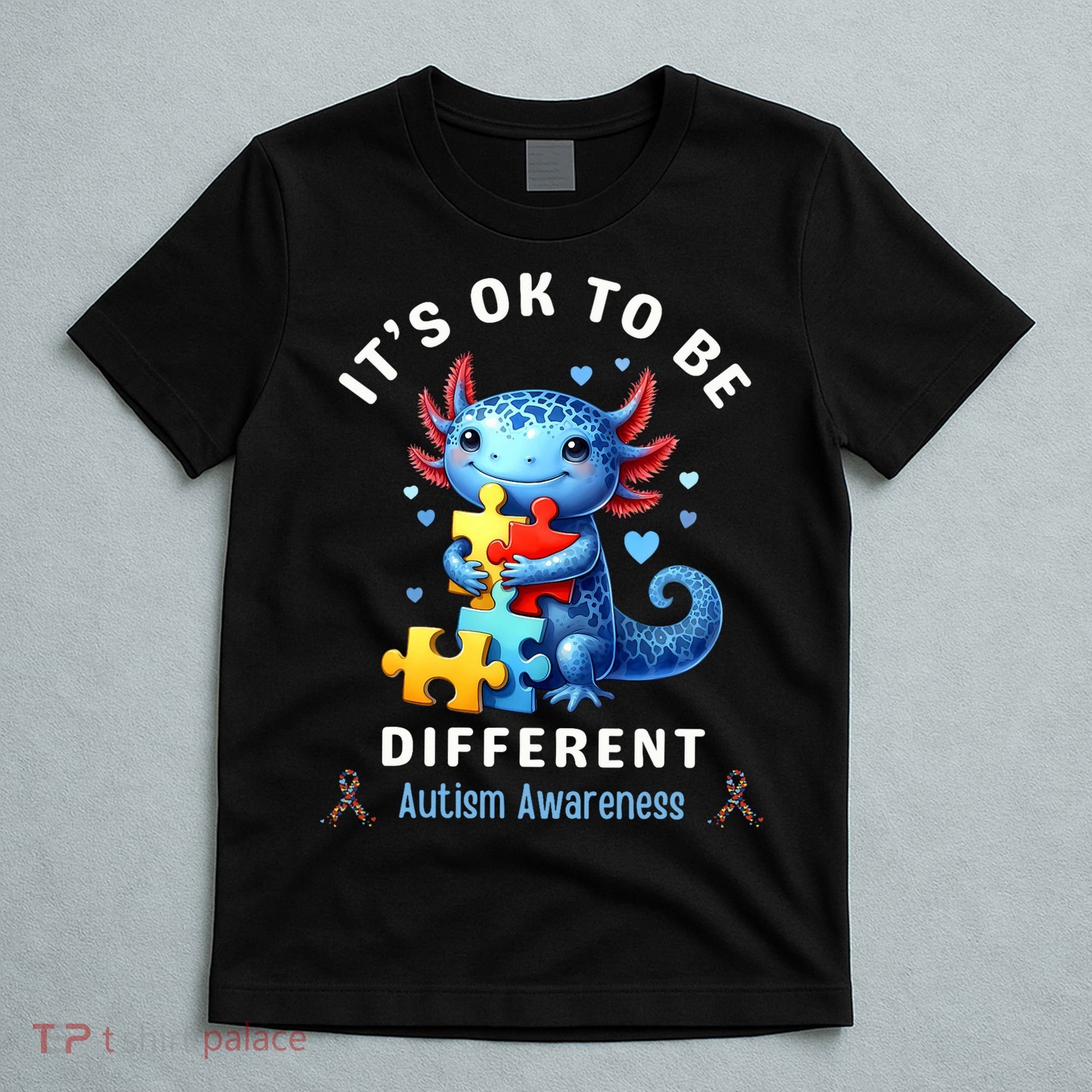It's Ok To Be Different Autism Awareness Cute Axolotl Animal  T-Shirt