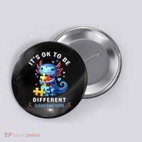 It's Ok To Be Different Autism Awareness Cute Axolotl Animal  Button thumb 0