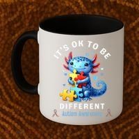 It's Ok To Be Different Autism Awareness Cute Axolotl Animal  Coffee Mug thumb 2