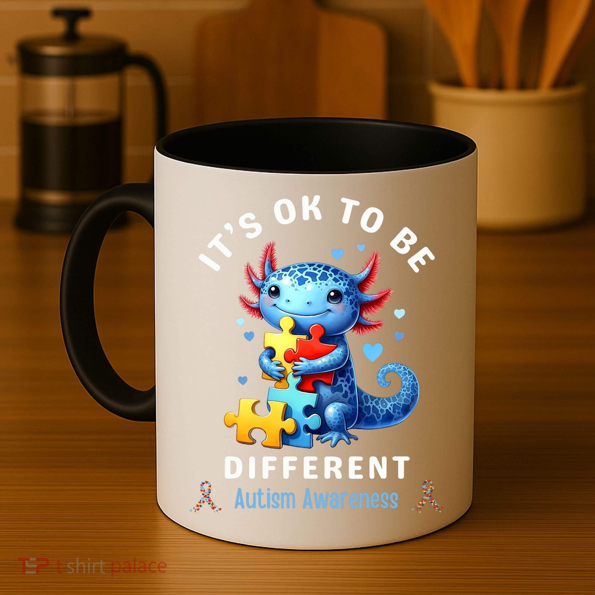 It's Ok To Be Different Autism Awareness Cute Axolotl Animal  Coffee Mug