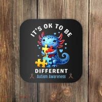 It's Ok To Be Different Autism Awareness Cute Axolotl Animal  Coaster thumb 0