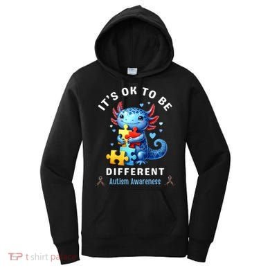 It's Ok To Be Different Autism Awareness Cute Axolotl Animal  Women's Hoodie