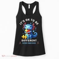 It's Ok To Be Different Autism Awareness Cute Axolotl Animal  Women's Tank Top thumb 0