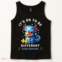 It's Ok To Be Different Autism Awareness Cute Axolotl Animal  Tank Top thumb 2