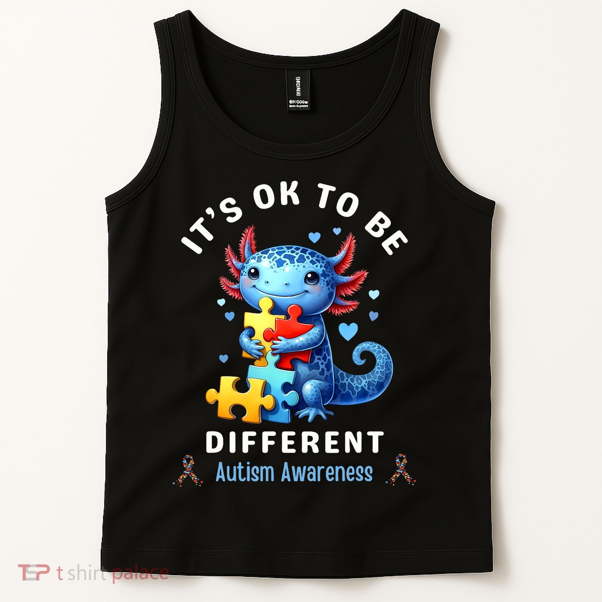 It's Ok To Be Different Autism Awareness Cute Axolotl Animal  Tank Top