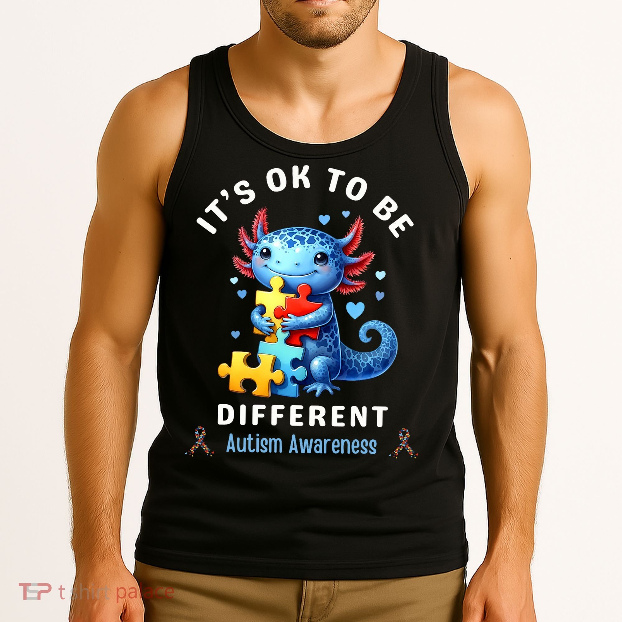 It's Ok To Be Different Autism Awareness Cute Axolotl Animal  Tank Top