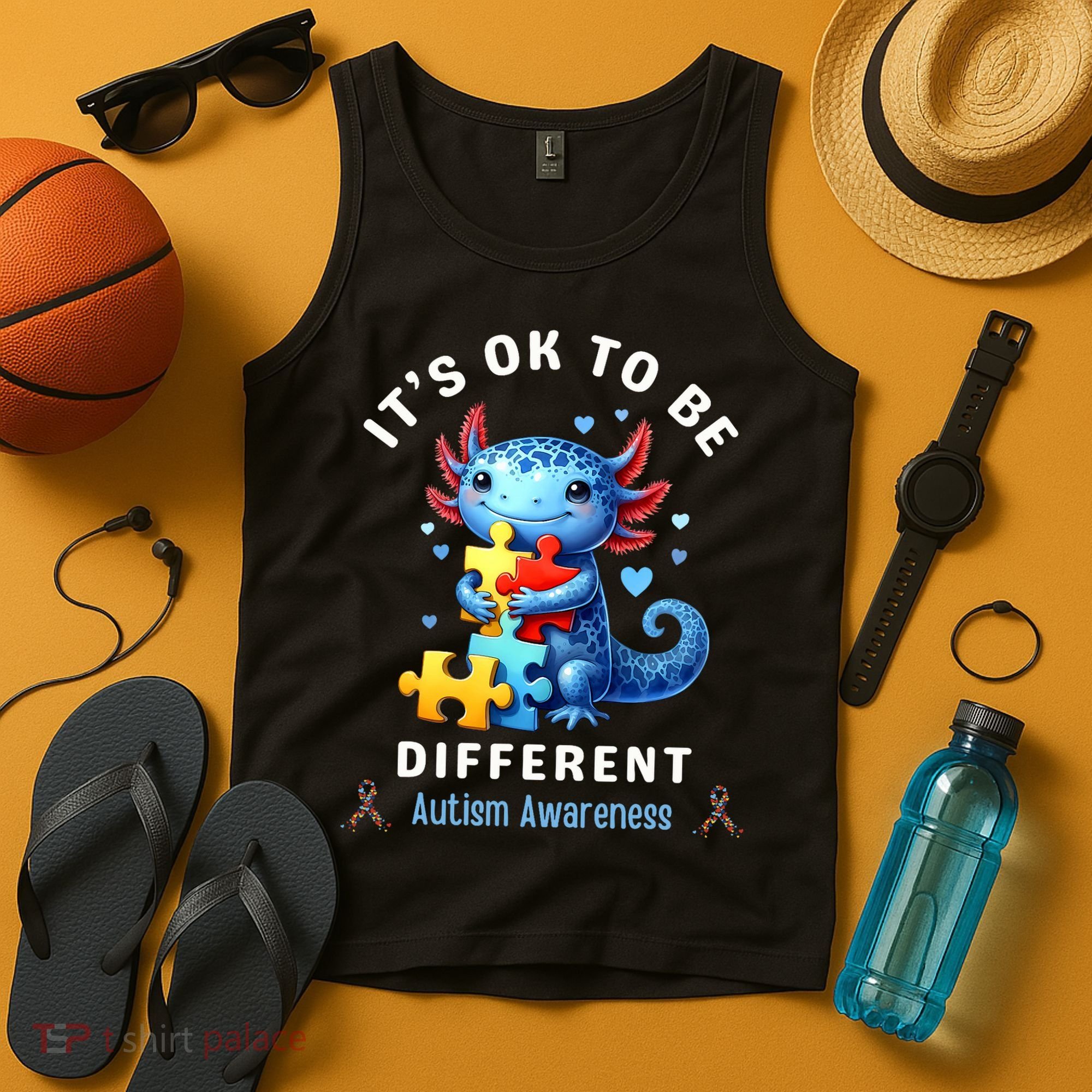 It's Ok To Be Different Autism Awareness Cute Axolotl Animal  Tank Top
