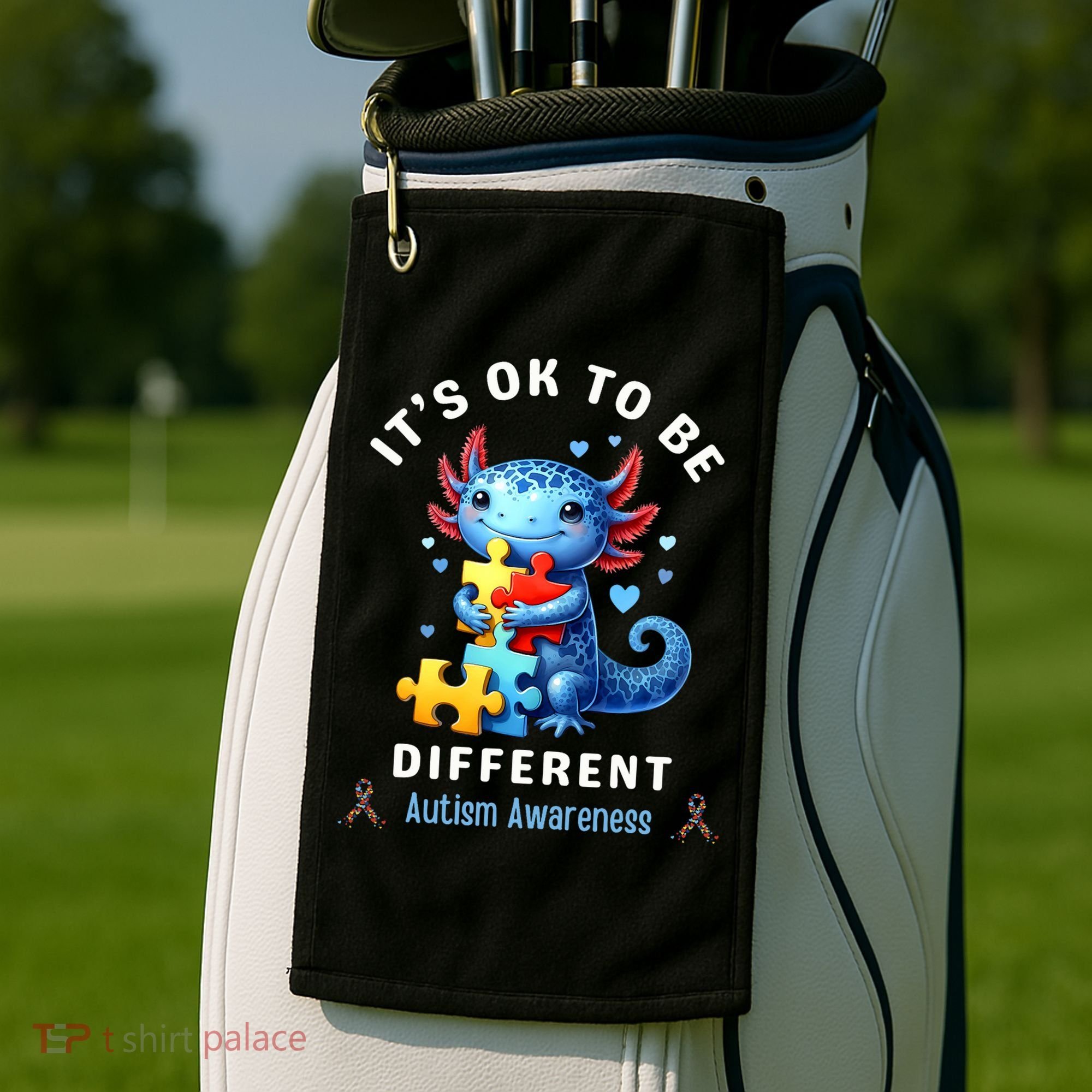 It's Ok To Be Different Autism Awareness Cute Axolotl Animal  Golf Towel