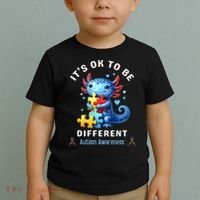 It's Ok To Be Different Autism Awareness Cute Axolotl Animal  Toddler T-Shirt thumb 2