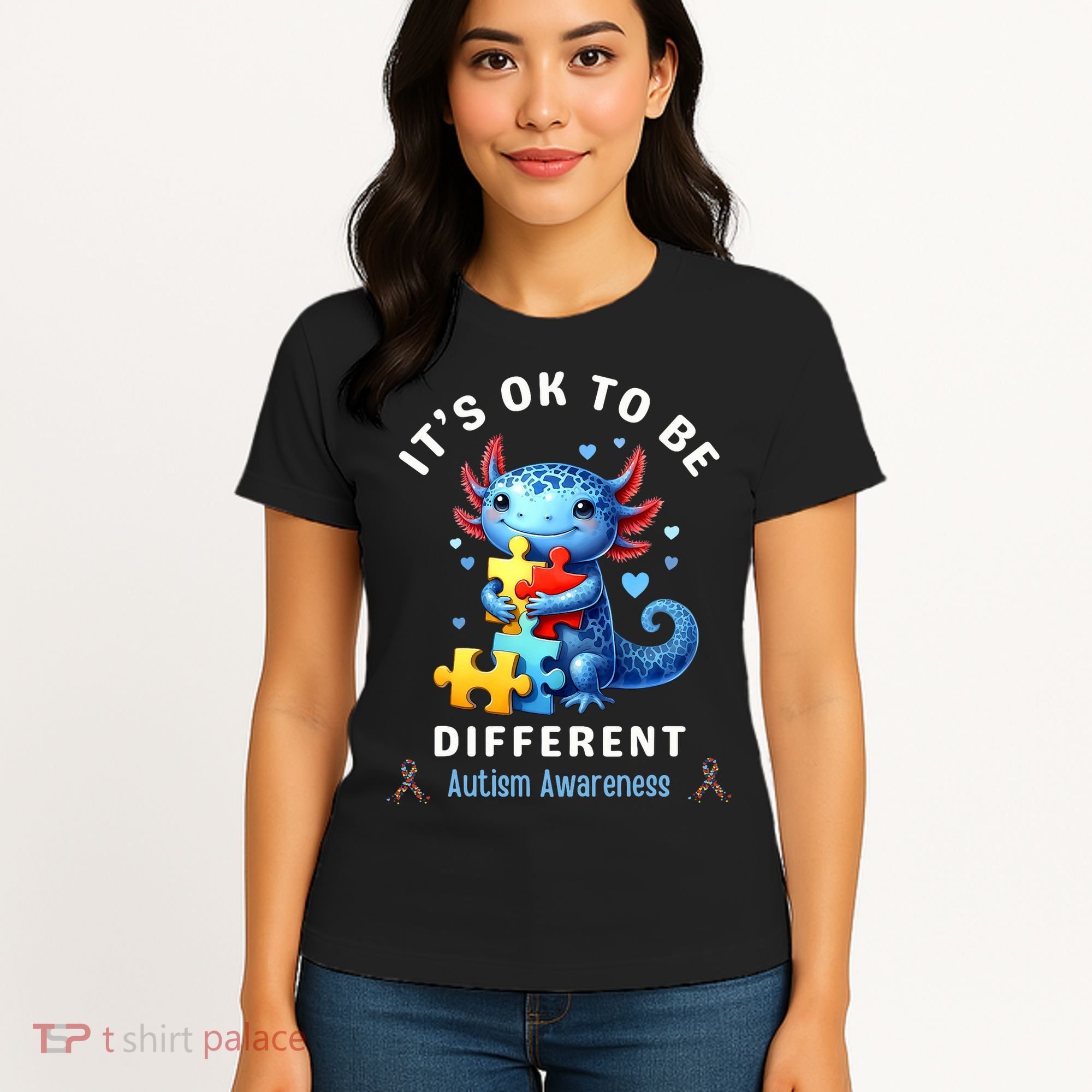 It's Ok To Be Different Autism Awareness Cute Axolotl Animal  Women's T-Shirt