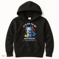 It's Ok To Be Different Autism Awareness Cute Axolotl Animal  Kids Hoodie thumb 0