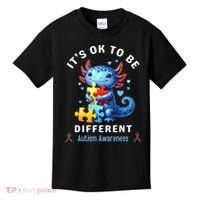 It's Ok To Be Different Autism Awareness Cute Axolotl Animal  Kids T-Shirt thumb 0