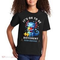 It's Ok To Be Different Autism Awareness Cute Axolotl Animal  Kids T-Shirt thumb 2