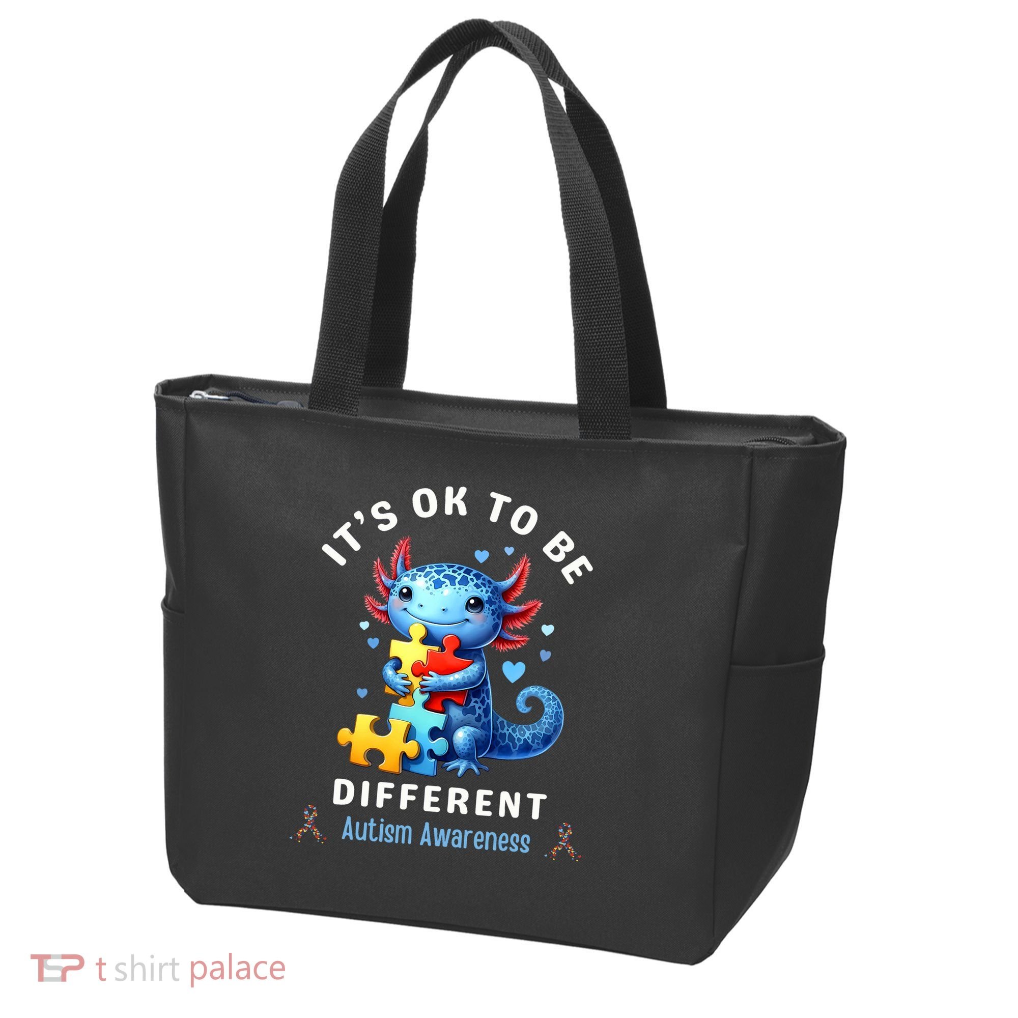 It's Ok To Be Different Autism Awareness Cute Axolotl Animal  Tote Bag